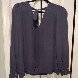 Blue Loft Blouse with Bow Tie